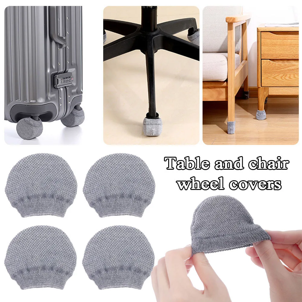 

4 Pcs Luggage Wheels Cover Chair Feet Cover Knitting Cup Shape Wheel Caster Cover Dustproof Office Chair Wheel Cover Universal