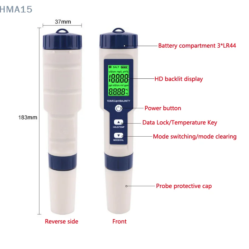 Тестер качества воды и PH цифровой водонепроницаемый Измеритель температуры