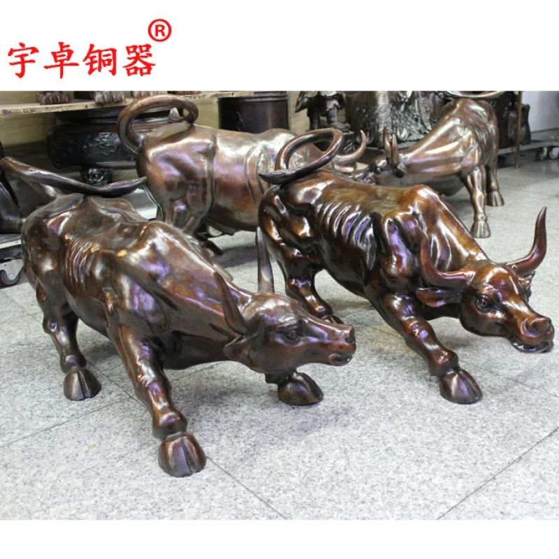 

Yuzhuo Bronze Ware Pure Copper Cow Brass Walkers Copper Cattle a Pair of Crafts Ornaments