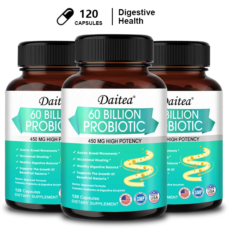 

60 Billion Probiotic Supplement To Promote Digestive Health and Help Relieve Occasional Abdominal Discomfort, Gas and Bloating