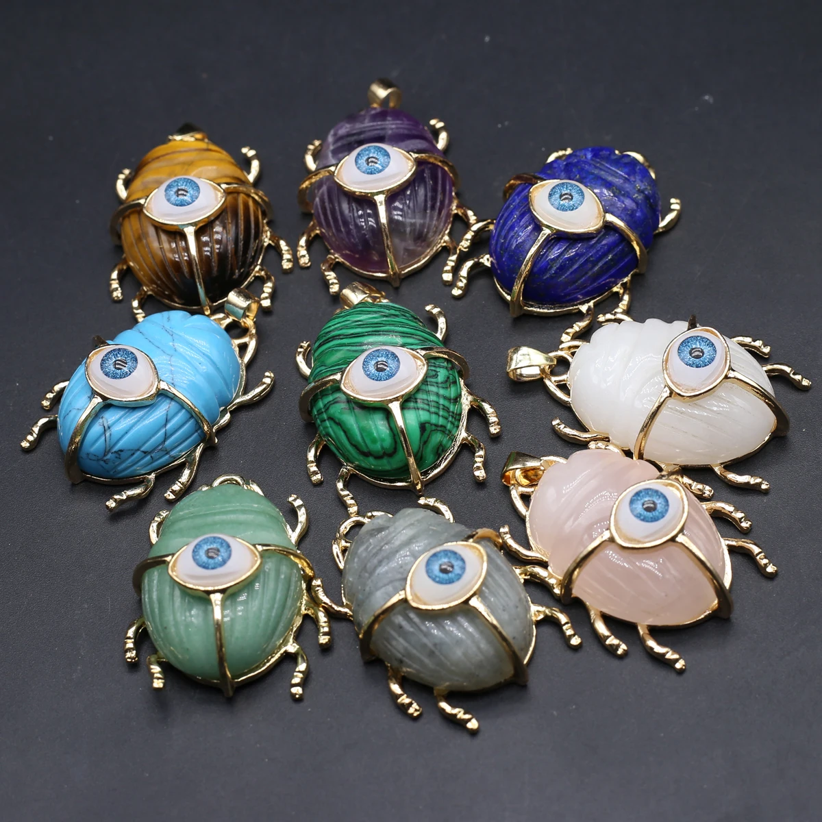 

Natural Stone Eye of Evil Pendants Cute Amethyst Opal for Jewelry Making Diy Women Necklaces Earring Accessories