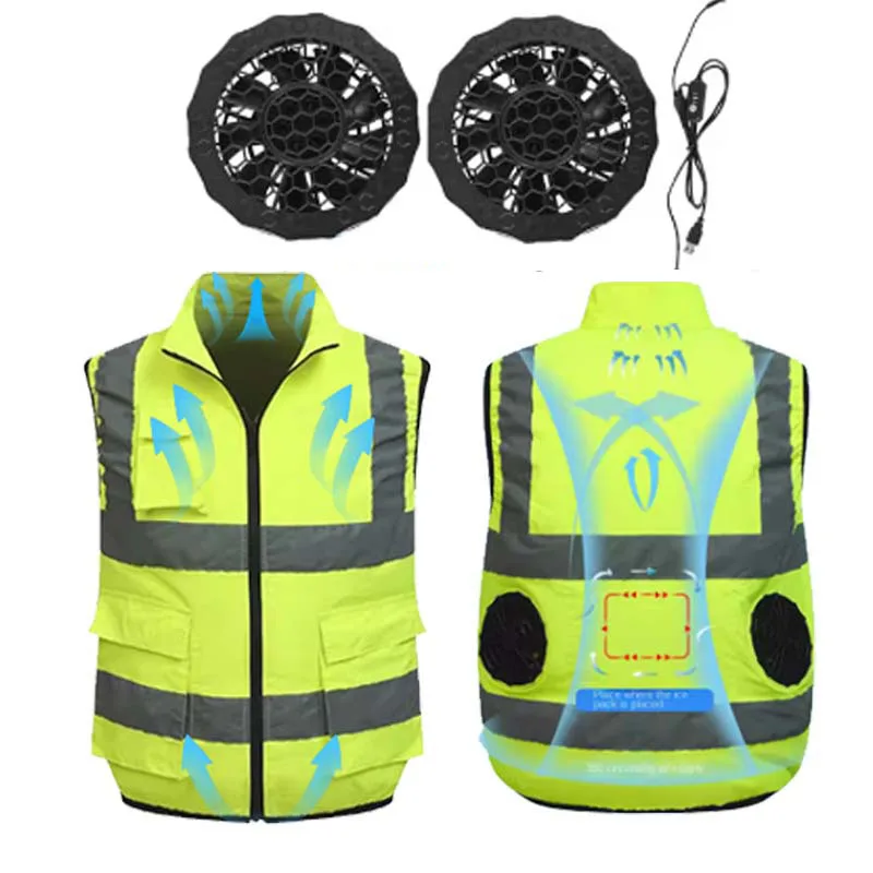 Светоотражающий жилет с вентилятором комплект одежды для работы на стройке и USB 5