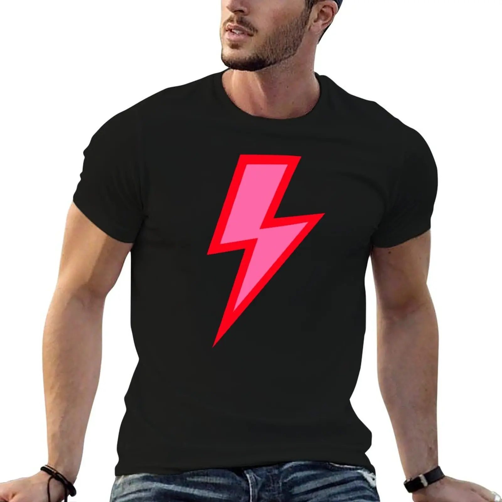 Розовая футболка Lightning Bolt with Red Outline необходимая набор мужских футболок в тяжелом