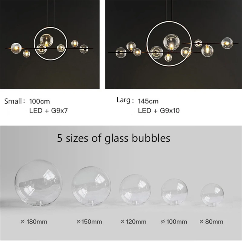 

Современная светодиодная люстра, потолочный светильник в стиле лофт, стеклянная лампа с пузырьками для гостиной, ресторана, кухни, домашний...