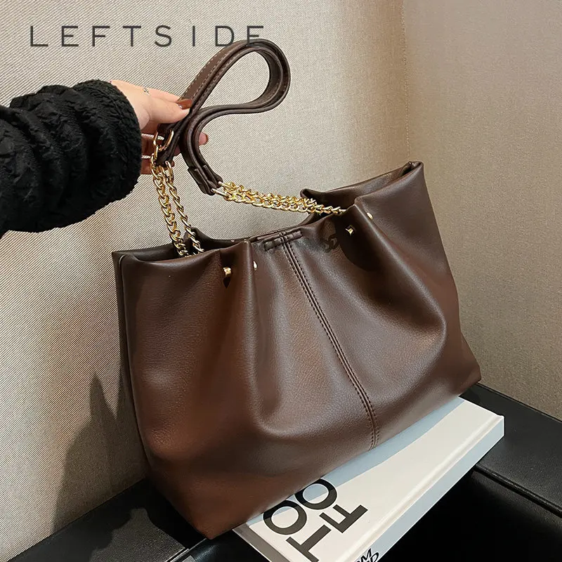

LEFTSIDE Tote Bags for Women 2022 Winter Trend Shoulder Side Bag Vintage High Capacity Large Handbags