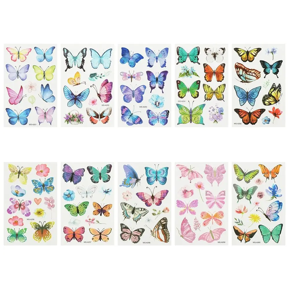 1Sheet Butterfly Temporary Tatoos Body Stickers Fake Tattoo Birthday Party Favor Supplies for Boys Girls Children Toddler Teens