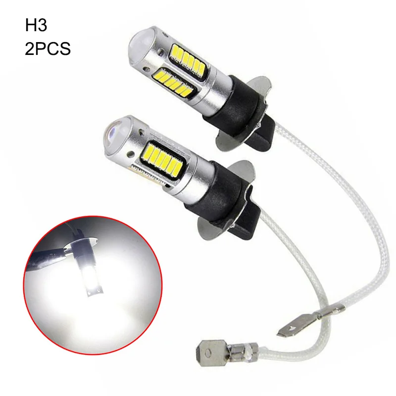 

2PCS H3 LED Bulbs 6000K White Super Bright High Power 1800LM DC 12V Car Fog Light Driving DRL Auto Lamp Led Bulb