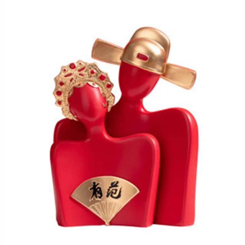 

Home Decor Abstract Figurines Chinese Retro Couple Resin Statue Living Room Decoration Accessories Sculpture Wedding Gift A3755