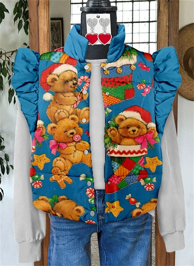 Камуфляжная зимняя женская куртка без рукавов с леопардовым принтом и 3D удобный