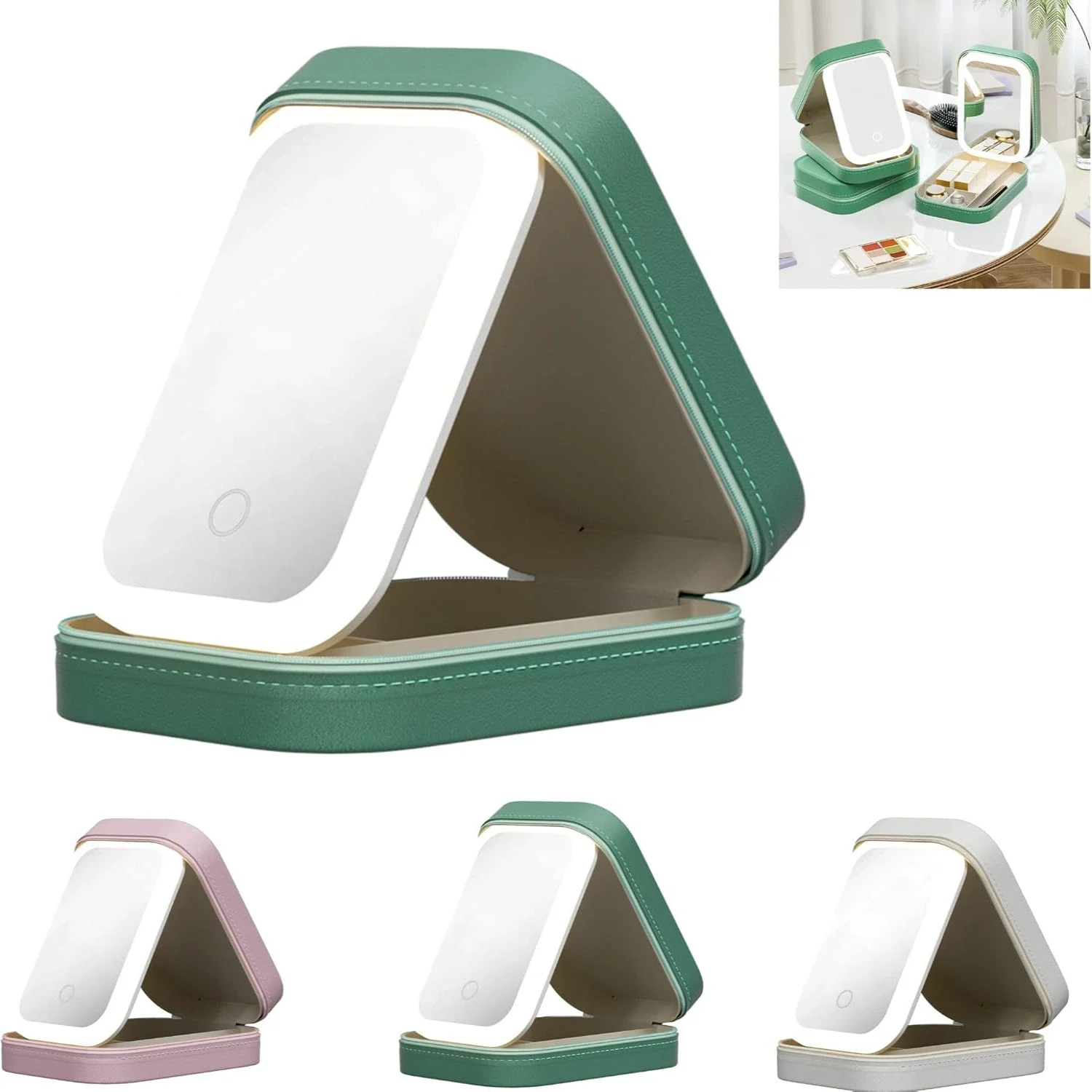 Регулируемое трехцветное зеркало для макияжа путешествий портативный