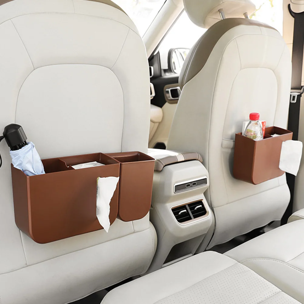 

Car Backseat Storage Box Multi-functional Car Trash Can Tissue Holder Hanging Storage Bin Headrest Mount Car Interior Organizer