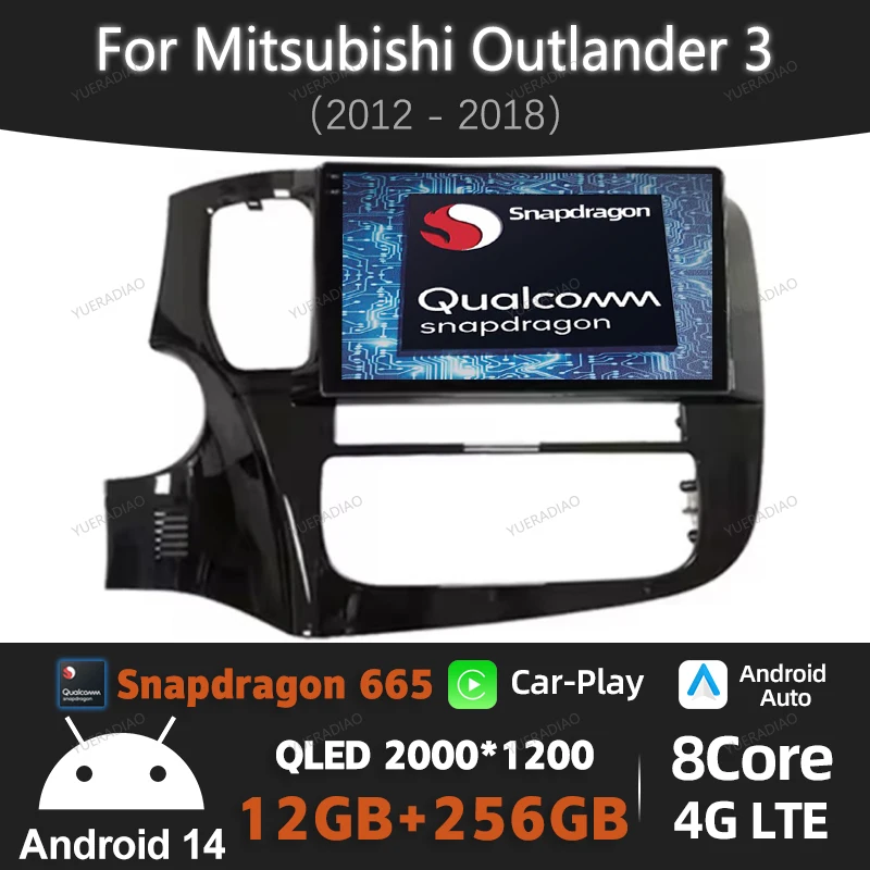 Android 14 Беспроводной CarPlay Auto для Mitsubishi Outlander 3 GF0W GG0W 2012-2018 Автомобильный