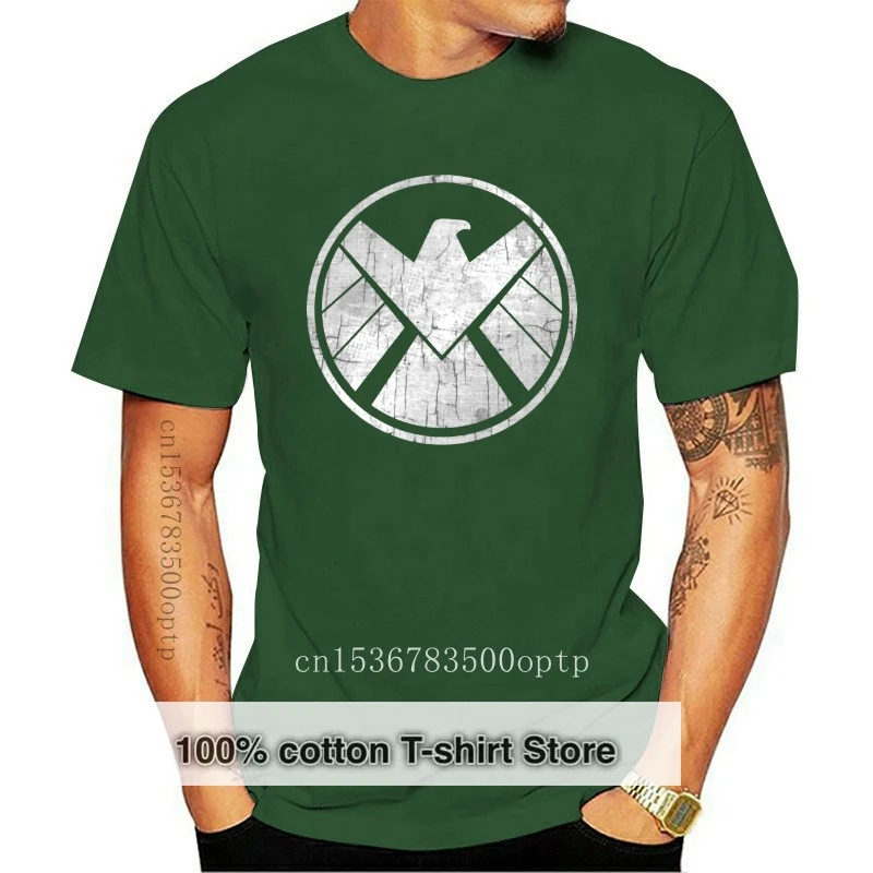 

one yona Men Black T-Shirt Tshirts 3D S.H.I.E.L.D Emblem T Shirt Cheap Clothes O-Neck Tees 100% Cotton Drop Shipping