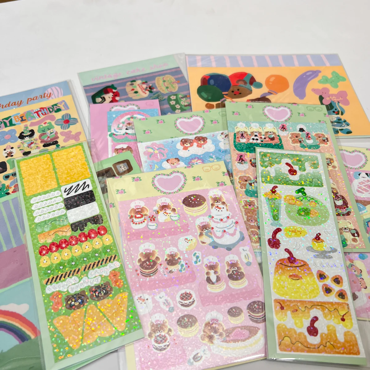 

SKYSONIC Cute Bear Bow 6PCS Full Set Series Decor sticker Scrapbook Laser Kpop Stickers For Journal Stationery Sticker Suppliers