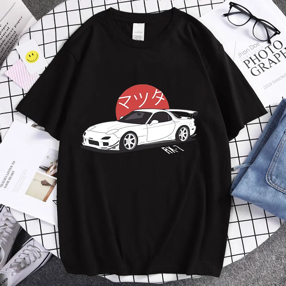 

Drift Anime Initial D Mazda RX7 Printed AE86 T-shirt Short Sleeves Summer Casual Fashion Tee Shirt Men and Women Hip Hop Tshirts