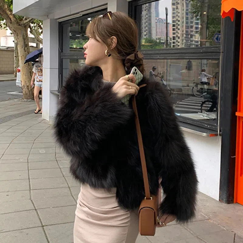 Women's Thicken Warm Fur Coat Loose Harajuku Long Sleeve Faux Fox Fur Women Outerwear Casual Winter Faux Fur Jacket 2022 New