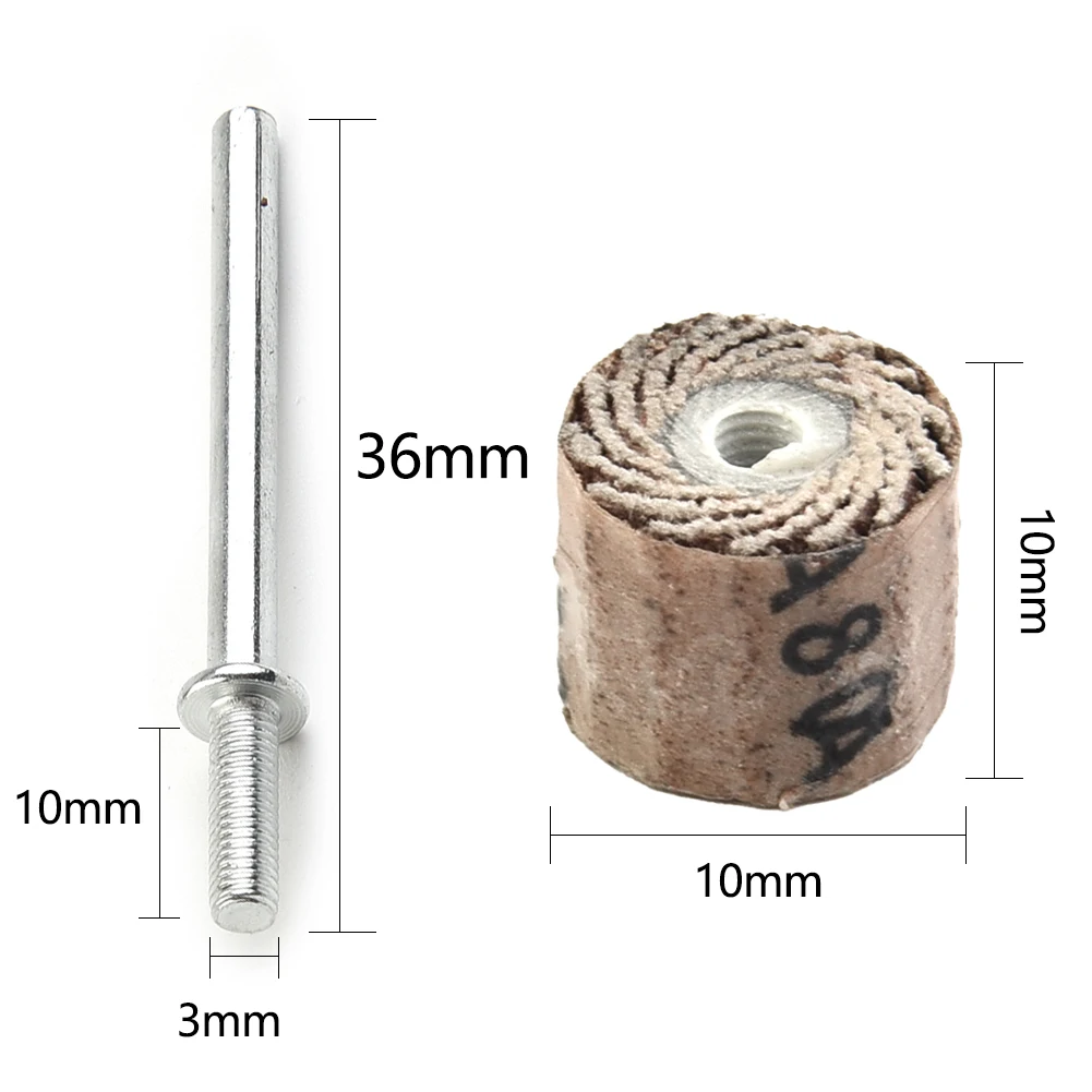 

10pcs+1 Sanding Flap Set With 3mm Shank Grinding Wheels Head Sander Abrasives Tool Sandpaper Rust Removal For Dremel Rotary Tool