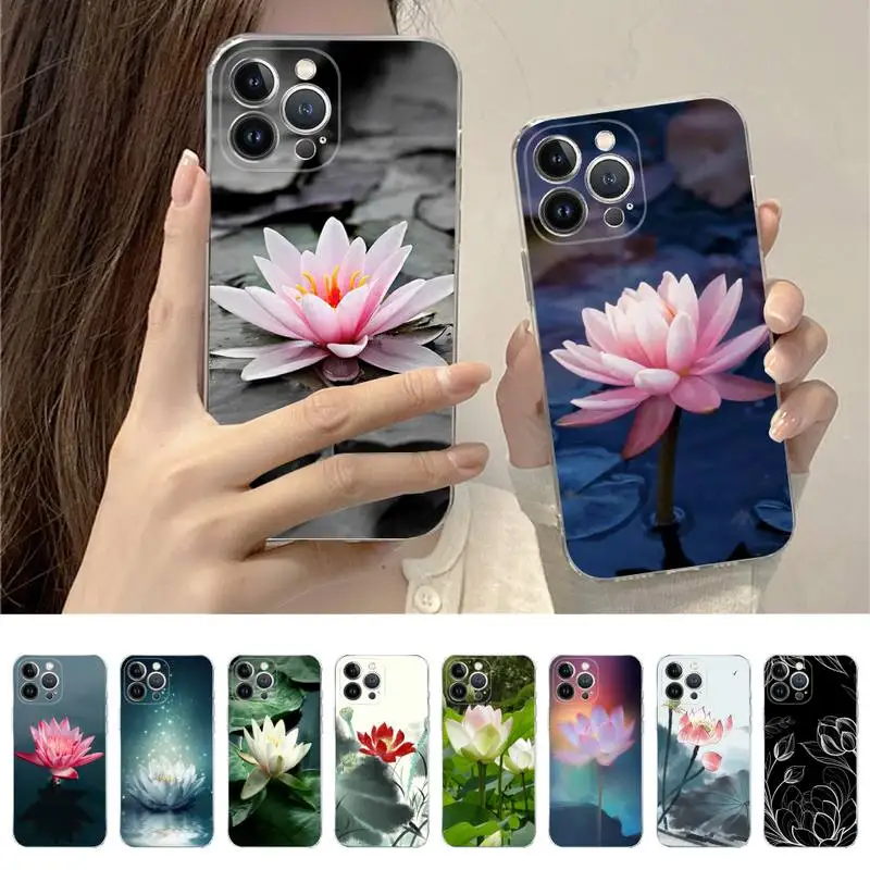 

Lotus Phone Case For iPhone 14 11 12 13 Mini Pro XS Max Cover 6 7 8 Plus X XR SE 2020 Funda Shell