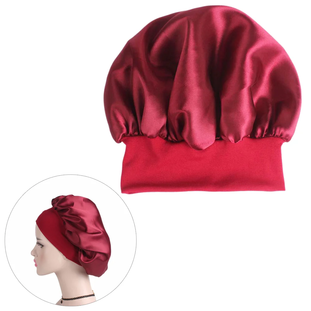 

Capsatin Bonnet Head Cover Sleeping Night Headwear Wrap Hair Hat Girl Slap Slouchy Silk Elastic Nightcap Chemo Loss Turban Salon