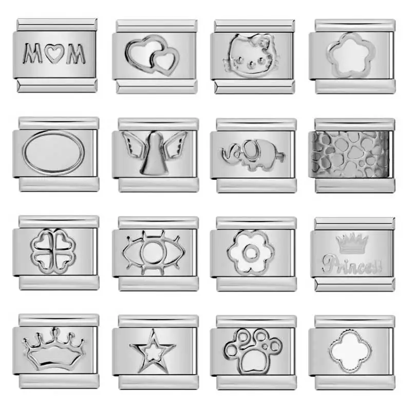 Очаровательный итальянский браслет из нержавеющей стали модуль 9 мм штамповка