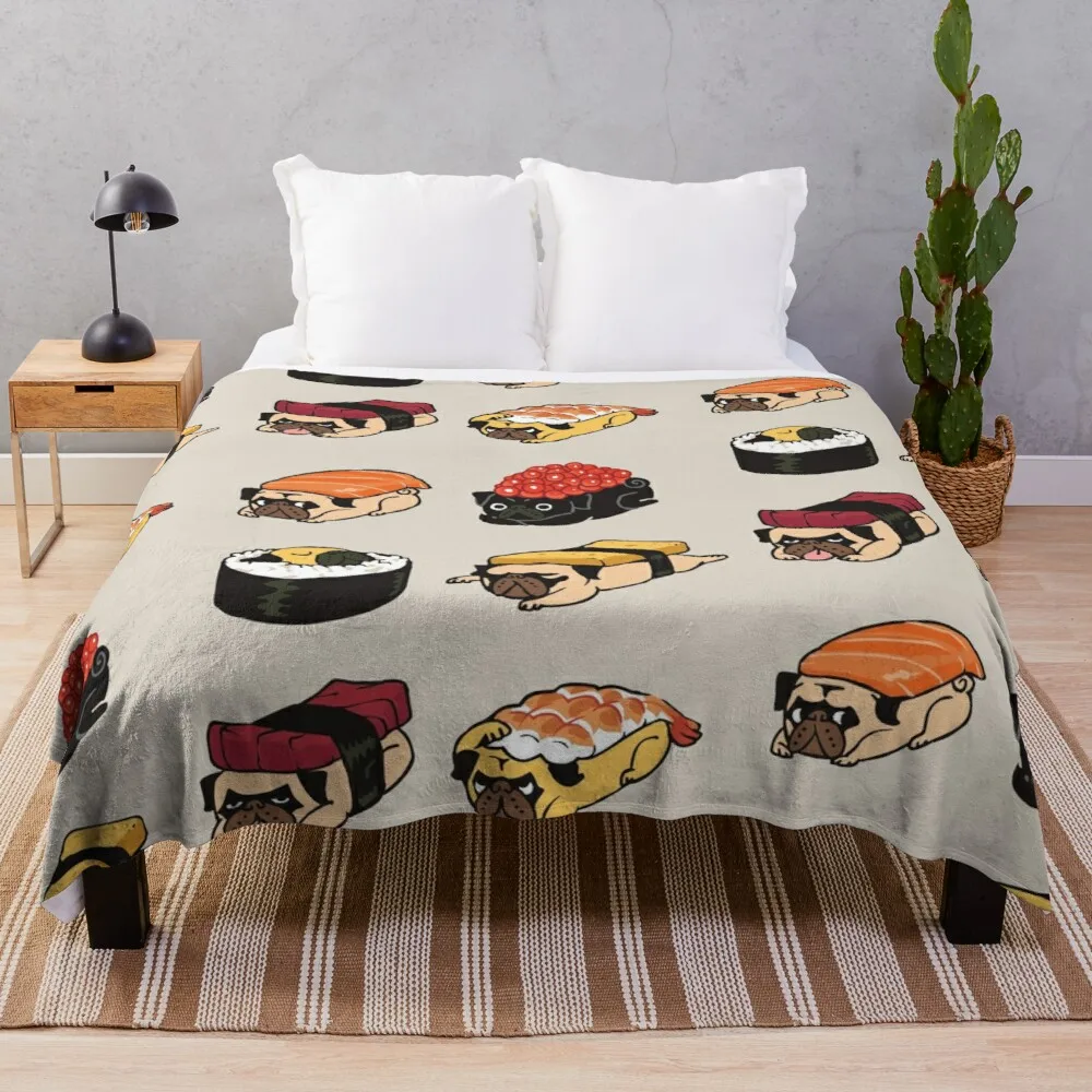 

Sushi Pug Throw Blanket decorative sofa blanket furry blankets blanket with fur