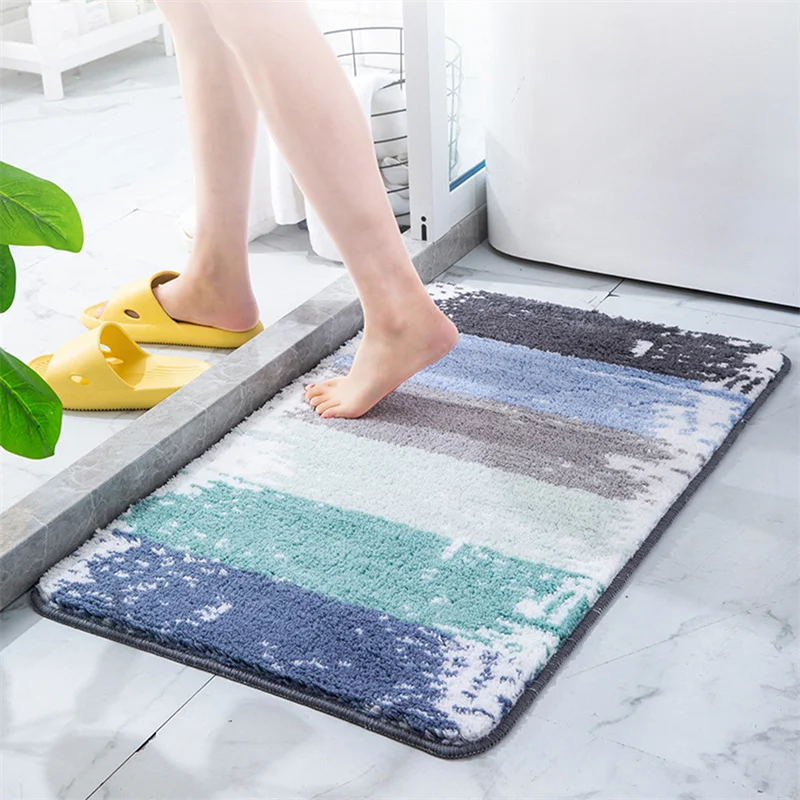 

Flocking Bath Mat Cute Anti Slip Absorbent Bathroom Carpet Strong Water Absorption Floor Area Rugs For Shower Room 40x60cm