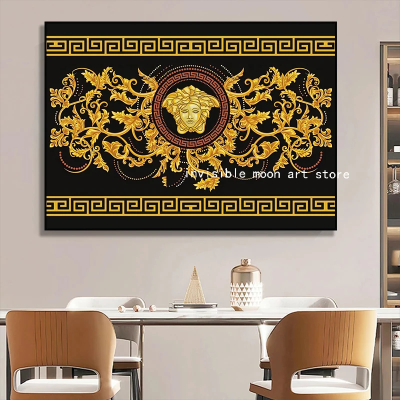 Современная модная поп-голова Медузы греческий узор Versace художественный постер