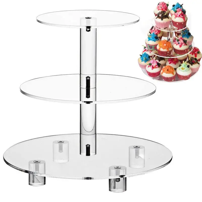 

Dessert Stands Round Acrylic 3 Tier Cupcake Stand Holder Cup Cake Stand Tower Tiered Serving Tray For Cupcakes Donuts Fruits