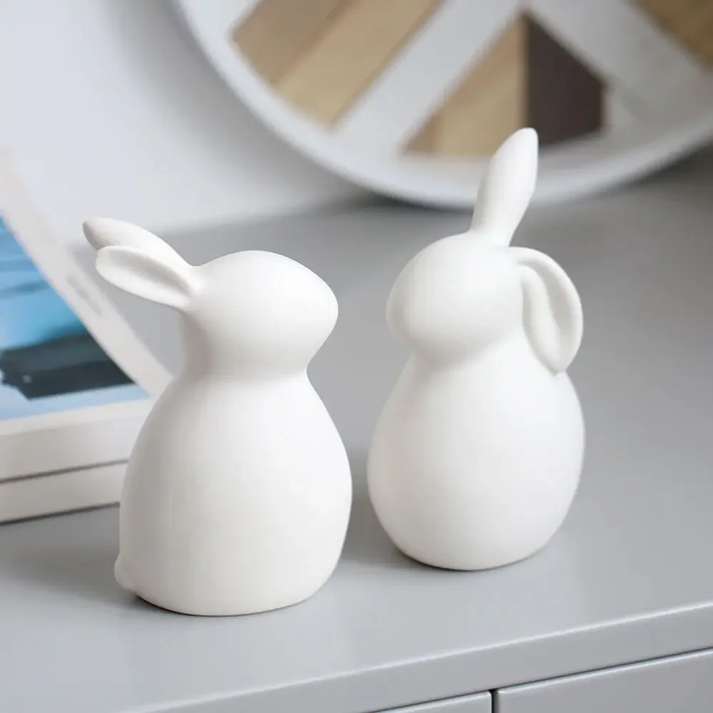 

Простой кролик статуя Животные украшения для дома скульптуры Керамические милые кролики ремесла подарок на день рождения настольные аксессуары