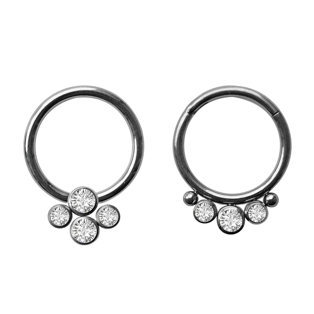 

1 Pcs Medical Titanium Crystal Zircon Snap Type Circular Shape Nasal Rings Cartilaginous Puncture Fashion Jewelry for Women 2022