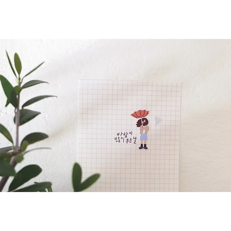 Суателье наклейки Дождливый день для скрапбукинга Корея происхождения Милые девочки наклейка Дневник мусорного журнала Декорация DIY ремесла Поставки.