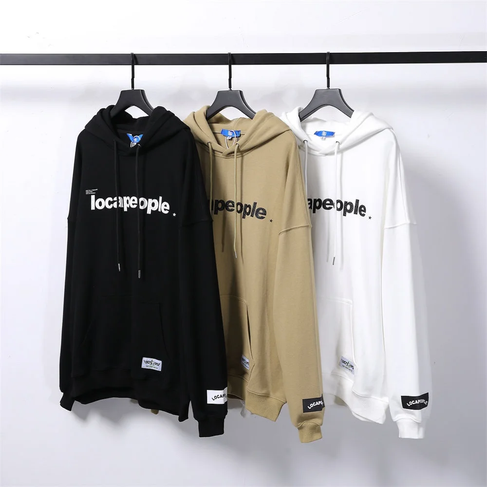 

Толстовка мужская оверсайз с карманами, однотонная хлопковая кофта с надписью и вышивкой, уличная одежда в стиле Харадзюку, повседневная од...