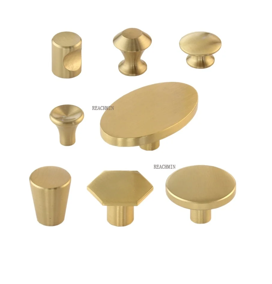 

2Pcs Solid Brass Furniture Cupboard Cabinet Knob Oval Hex Mushroom Barrel