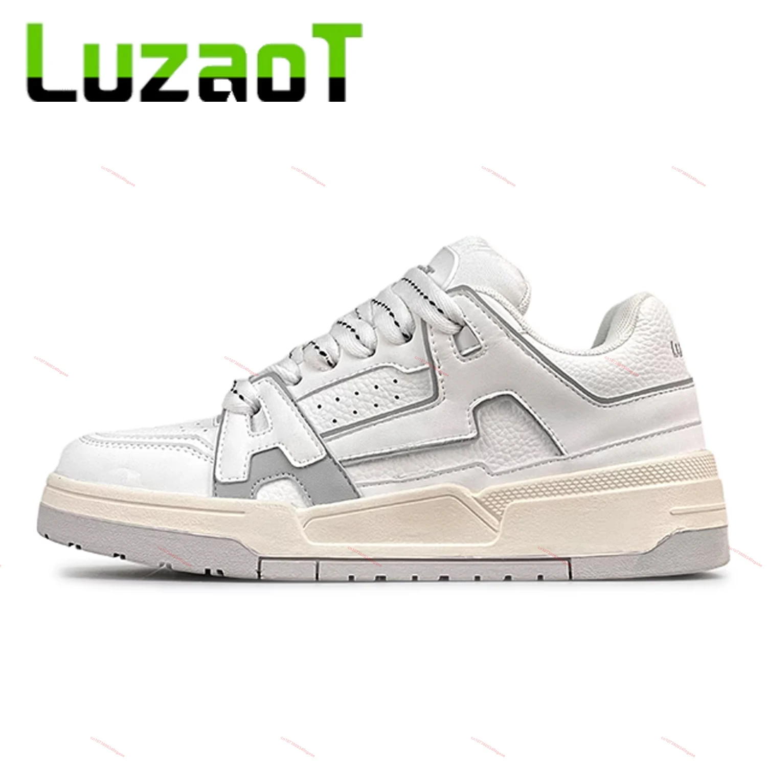 

LUZAOT Skateboard Shoes Men and Women White Classic Retro Thick-Soled Hip-Hop Skate Shoes Couple's Outdoor Casual Sports Shoes