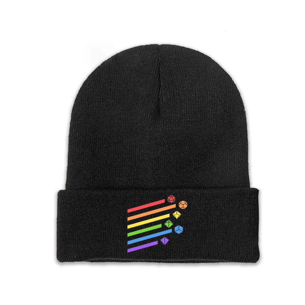 

Rainbow Dice Set Tabletop RPG Gaming Knitting Beanie Caps Skullies Beanies Ski Caps Soft Bonnet Hats Winter Warm