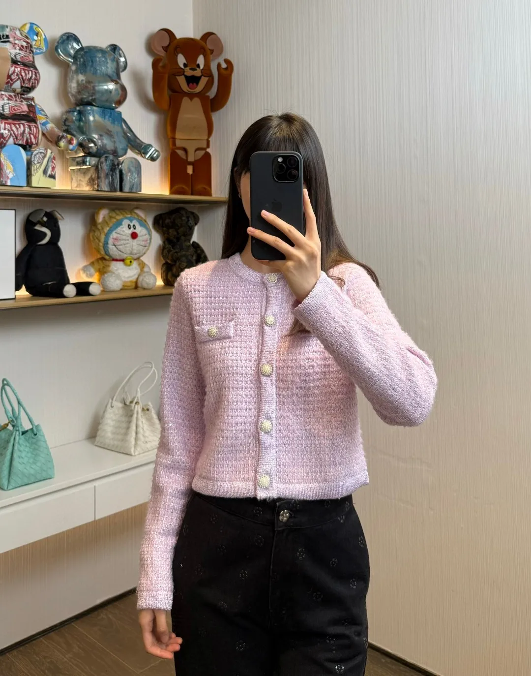 2024 зимняя новая женская одежда короткий вязаный кардиган с пряжкой и