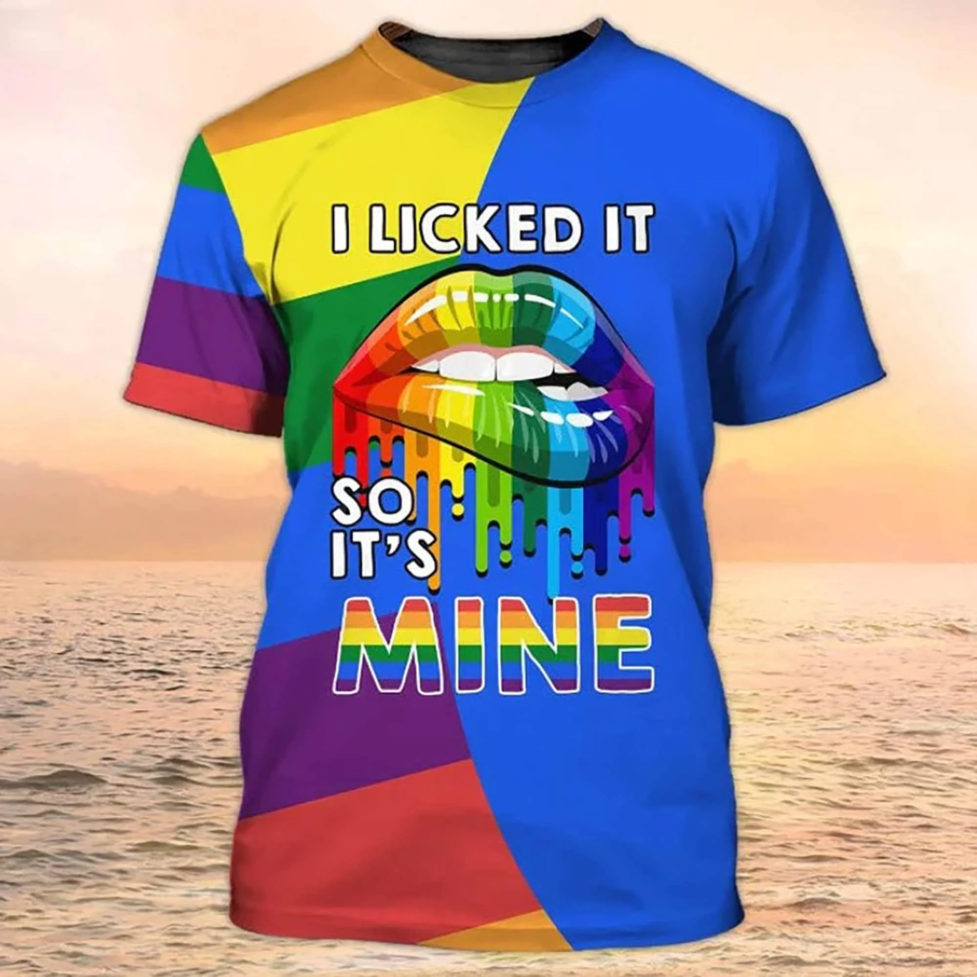 

LGBT Shirt, I Licked It So It's Mine Pride 3d Printed T Shirt Funny Casual Short Sleeve Personality Tee Shirt
