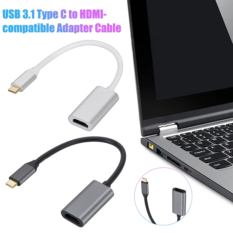 Type C to HDMI-compatible Video Converter Cable 4K Ultra HD USB 3.1 Port HDTV Adapter USB Type C to HDMI-compatible for Phone