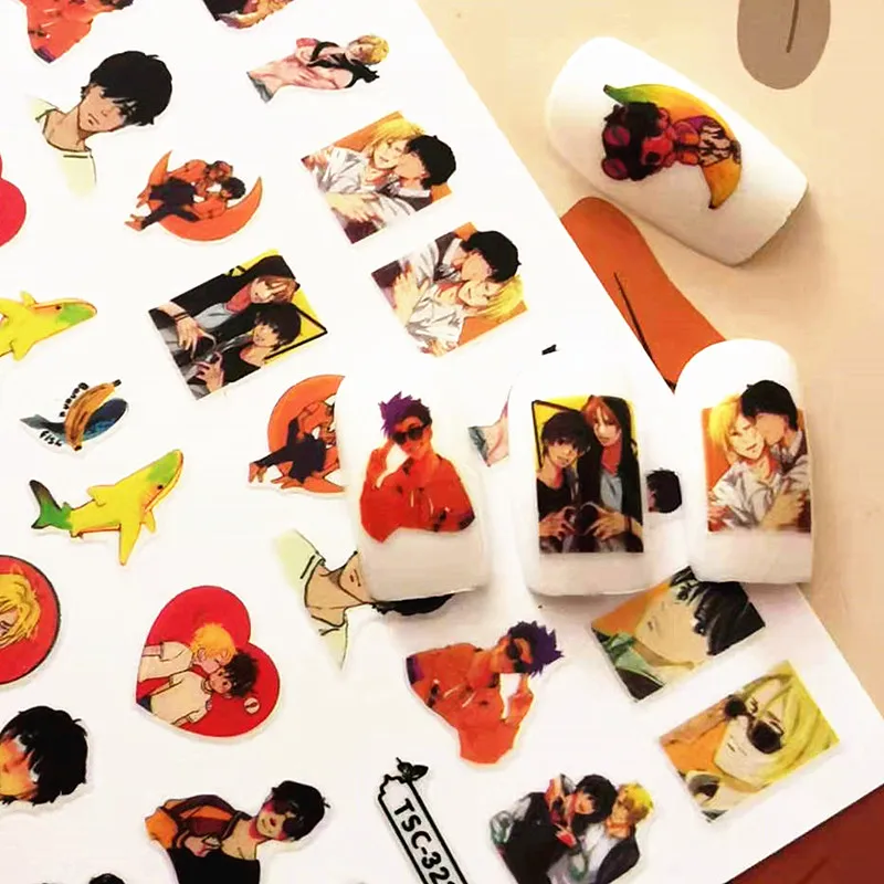 

Newest Japanese Anime Design 3D Self Adhesive Back Glue DIY Decorations Tools Nail Art Stickers TSC 303