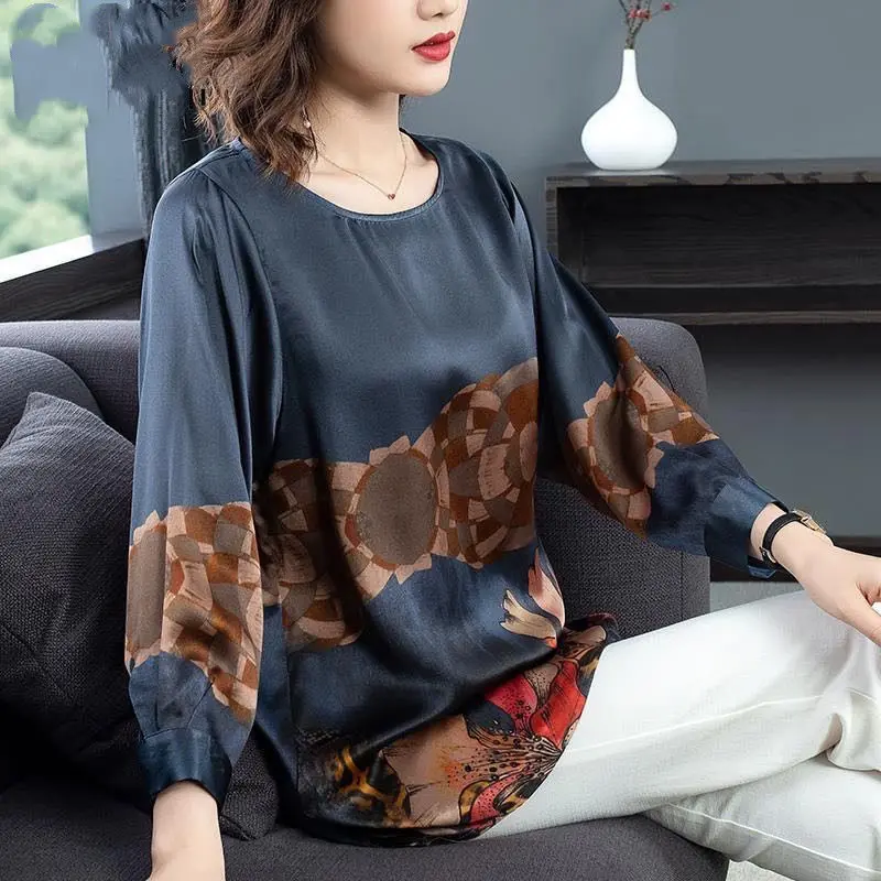 

Vintage Printed Button Spliced Korean T-Shirt Women's Clothing 2022 Autumn New Oversized Casual Pullovers Elegant Chic Tee Shirt
