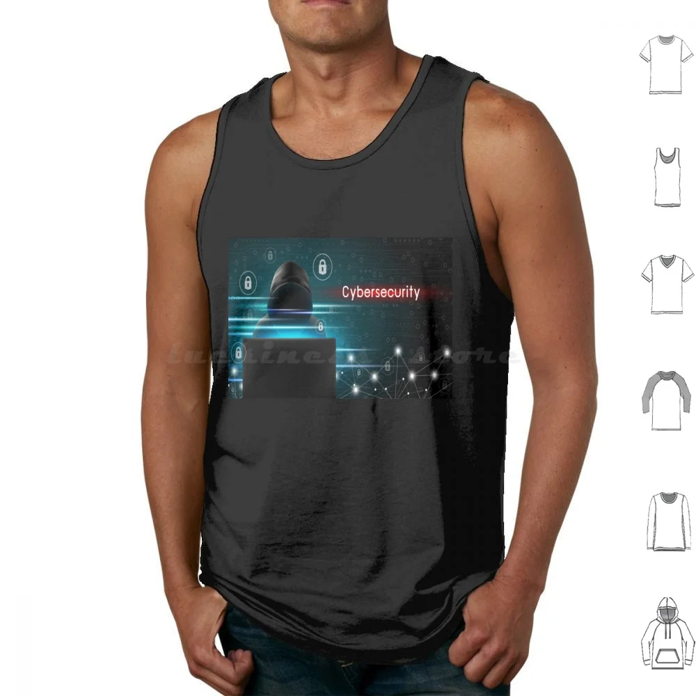 

Cybersecurity Concept Hacker Using Computer Tank Tops Vest Sleeveless Infosec Security Cyber Iot Internet Of Things Devops