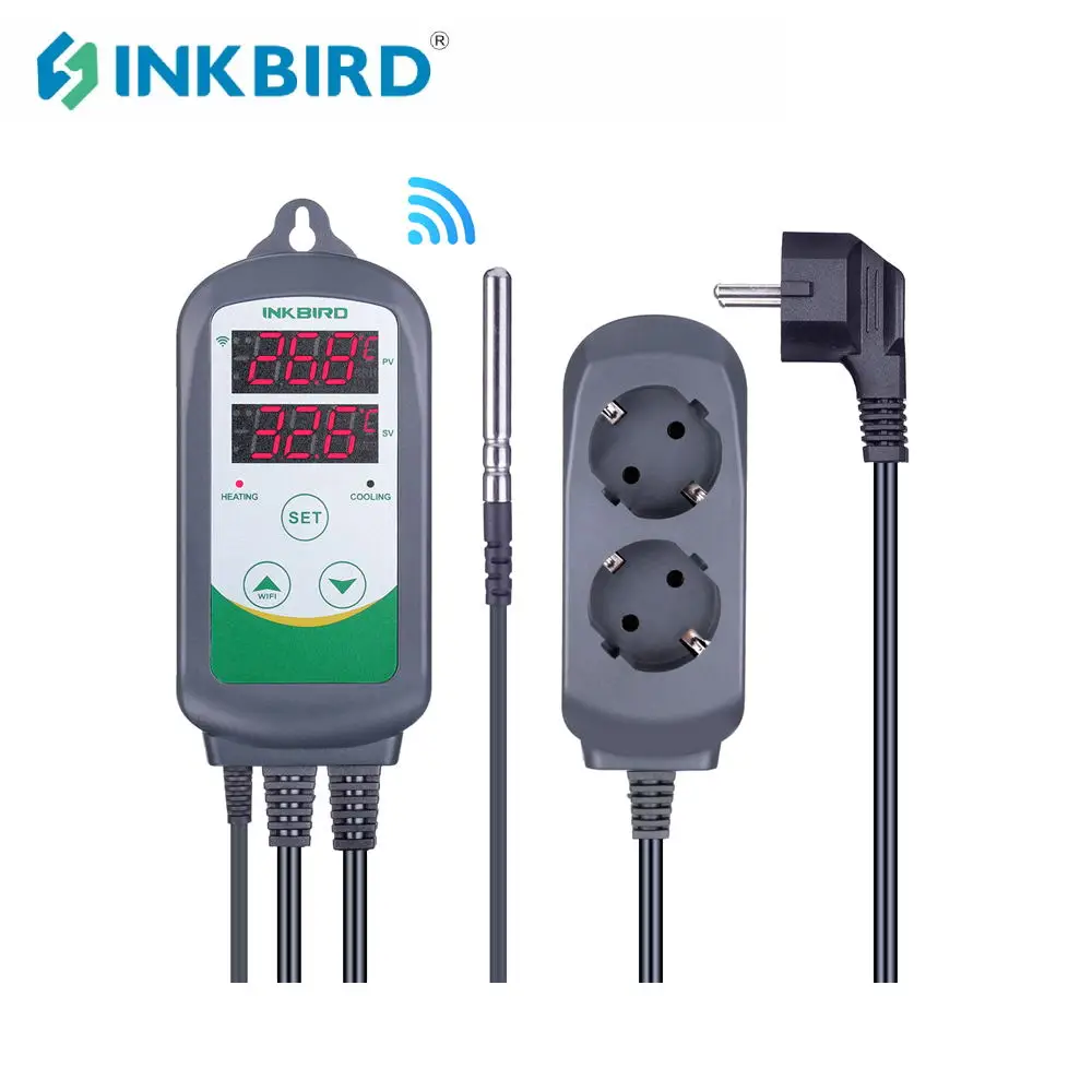 

INKBIRD 220V ITC-308 WIFI Digital Thermostat Temperature Controller Heating and Cooling Dual Relay Weather Station With External