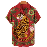 mens retro short sleeved shirt chinese tiger hawaiian shirt large cardigan 5xl summer clothes casual beach top 2022