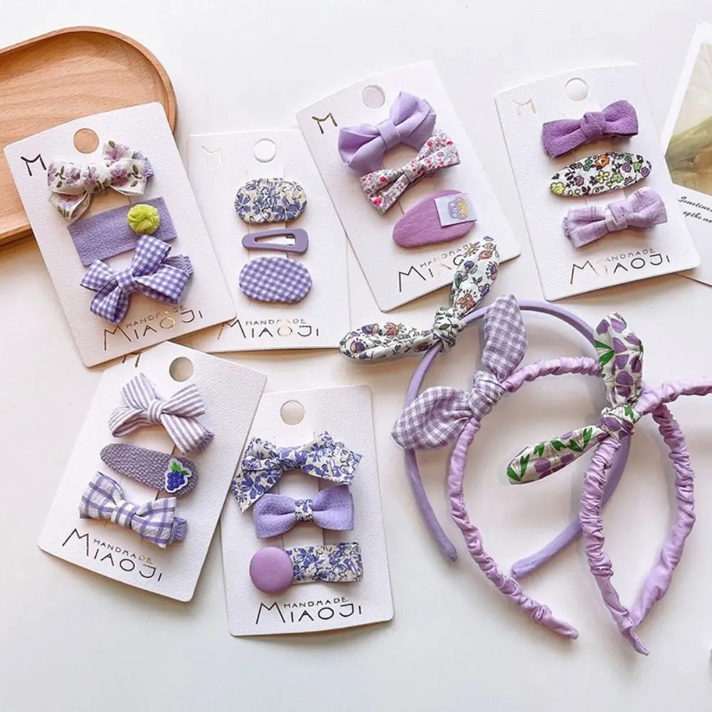 

3 pcs/Set Children Sweet Hair Wear Hairpin Floral Hair Hoop Cute Girls Purple Series Hair Clip BB Clip Baby Barrettes Set
