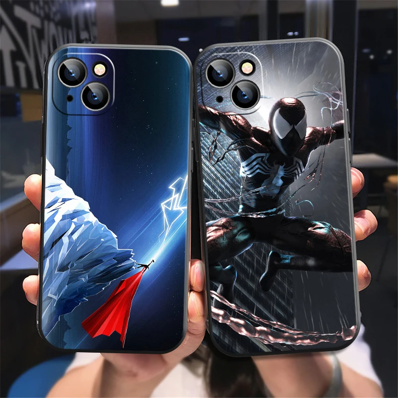 

Popular Marvel Phone Case For iPhone 13 12 11 Pro 12 13 Mini X XR XS Max SE 6 6s 7 8 Plus Black Liquid Silicon Coque