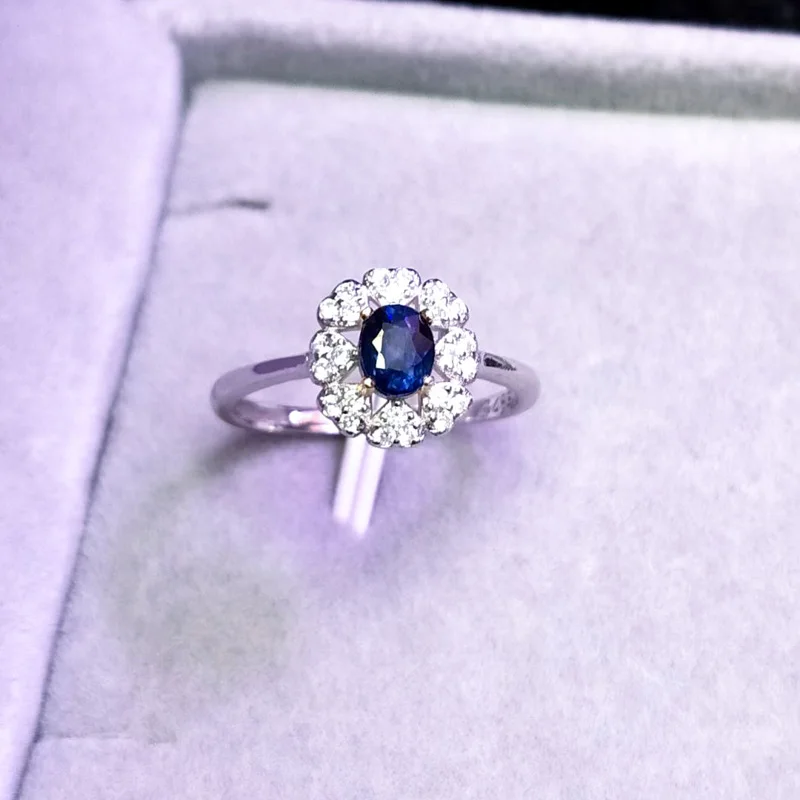 CSJ подлинное кольцо из натурального сапфира Стерлинговое Серебро 925 пробы
