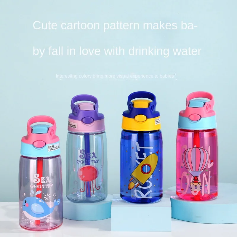 

550ML Kids Water Sippy Cup Creative Cartoon Baby Feeding Cup with Straws Leakproof Water Bottle Outdoor Portable Children's Cups