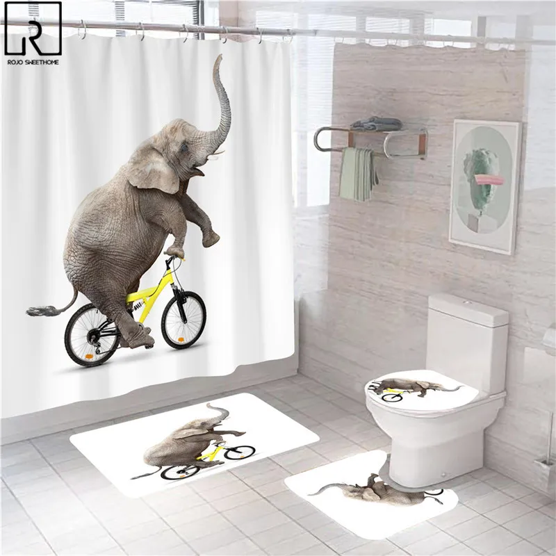 Забавная душевая занавеска с принтом кота интересная для ванной животными