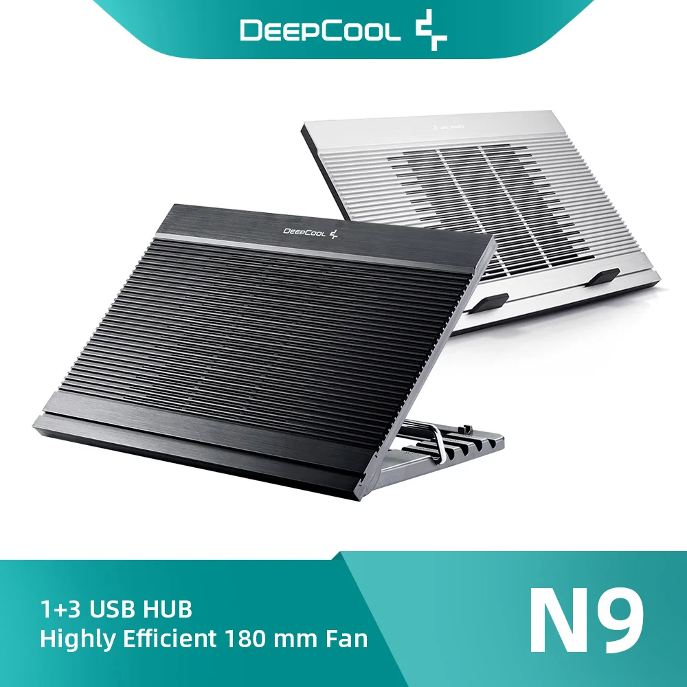 

DeepCool N9/N9 Black 3 USB Output Ports Adjustable Angle Laptop Cooling Pad 180mm Fan Notebook Cooler Laptop Parts & Accessories