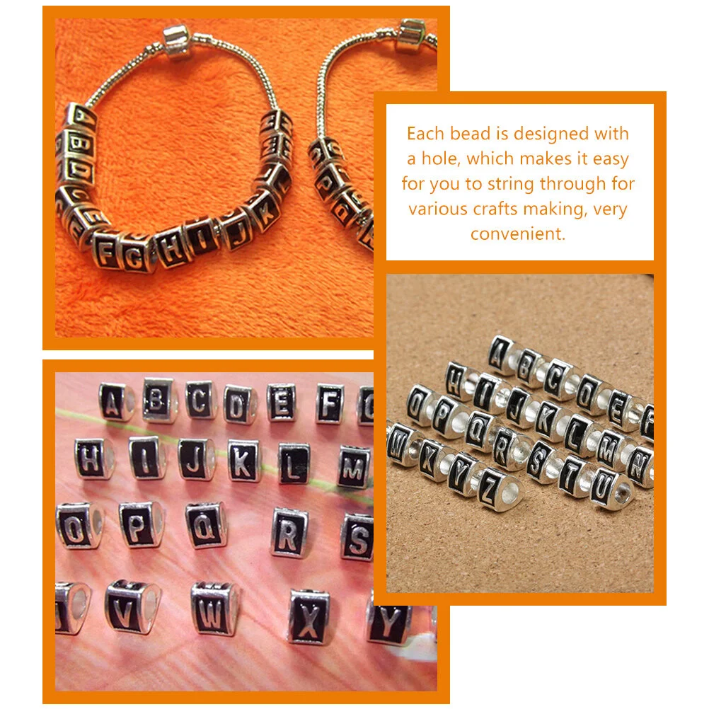 26 Pcs Scattered Beads Metal Triangle Alphabet Vintage Letter Bracelet Making Mix DIY Alloy Jewelry